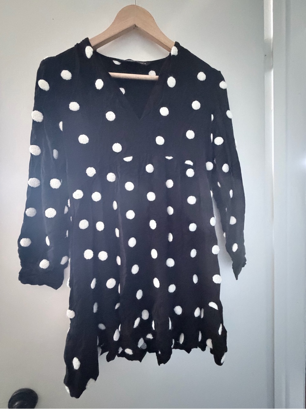 Zara Black Mini Dress with White Polka Dots